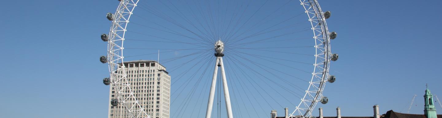 The London eye ferris wheel against the London skyline