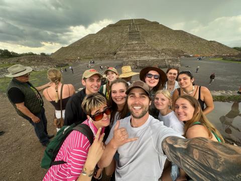 Group selfie at ruins