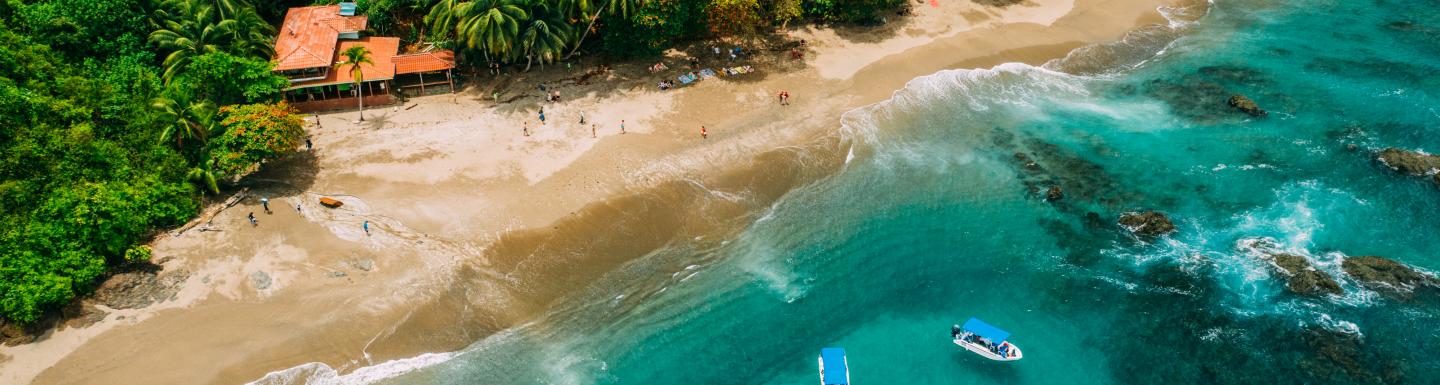 aerial view of a beach in Costa Rica