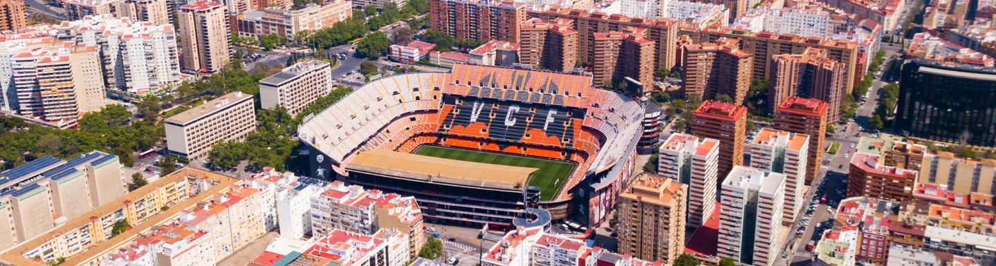 Overhead view of a soccer stadium in Spain