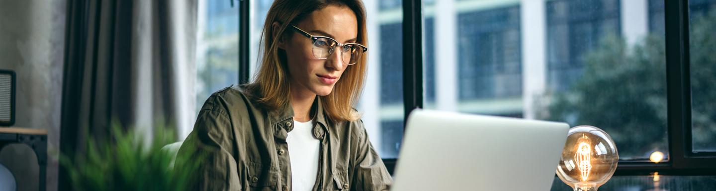 Young woman working with a laptop