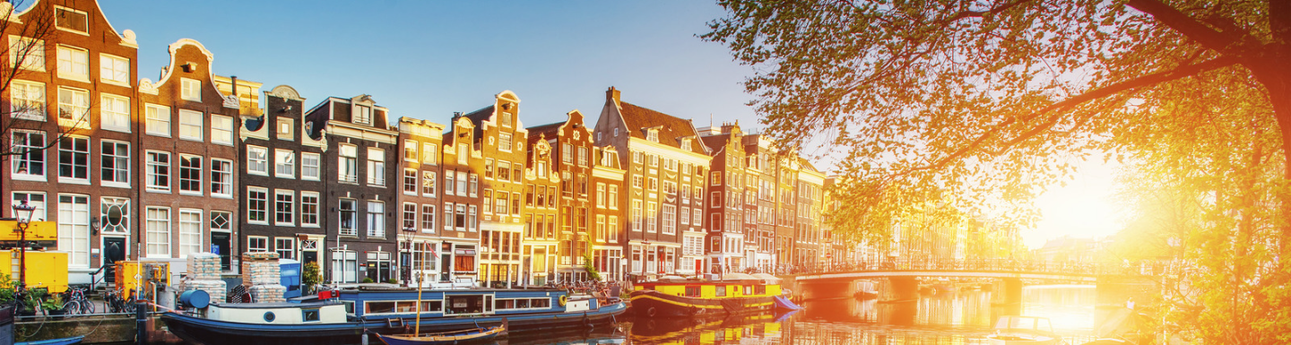 Amsterdam canal during golden hour