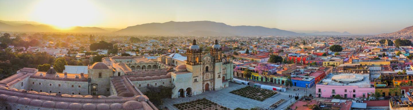 4k panorama drone photo of oaxaca city mexico