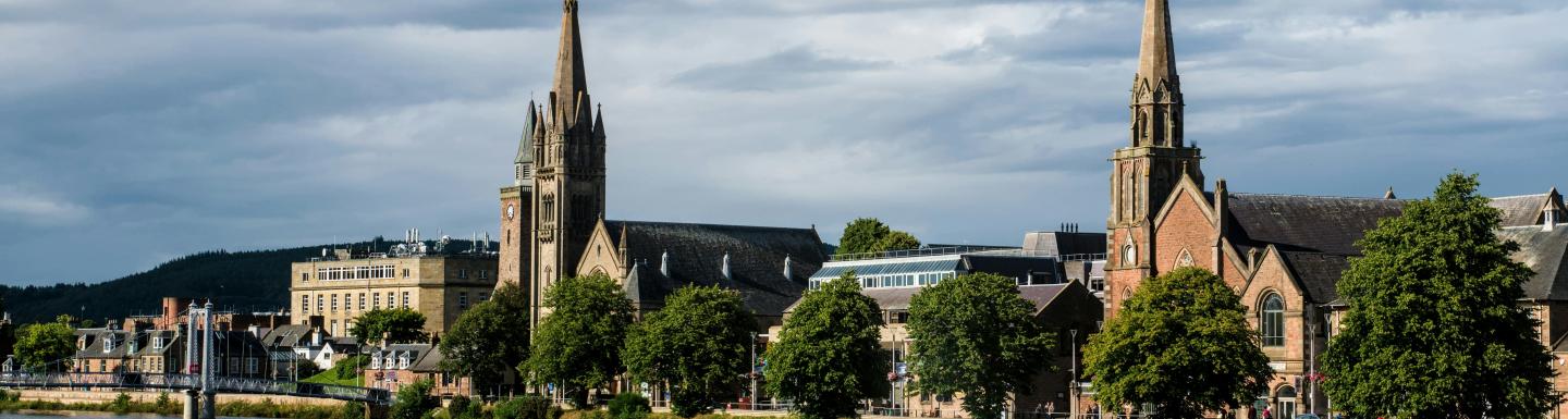 The centre of Inverness viewed from the River Ness