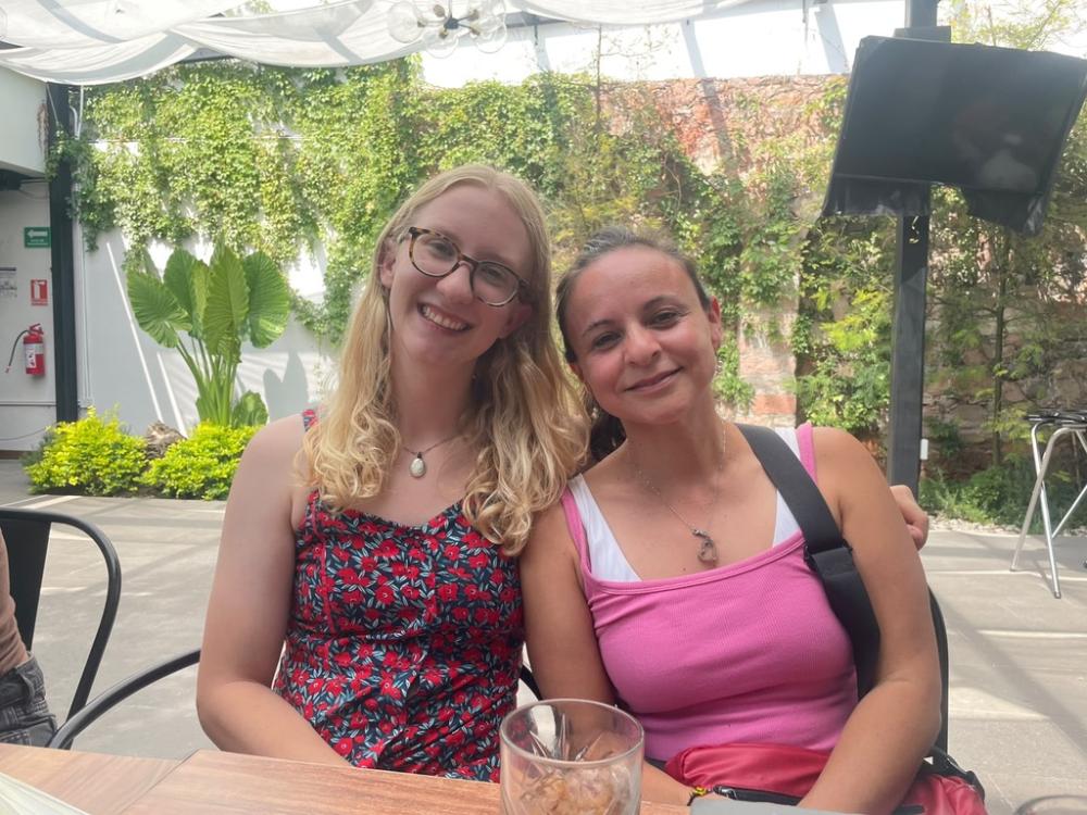 A uo student with their host mom