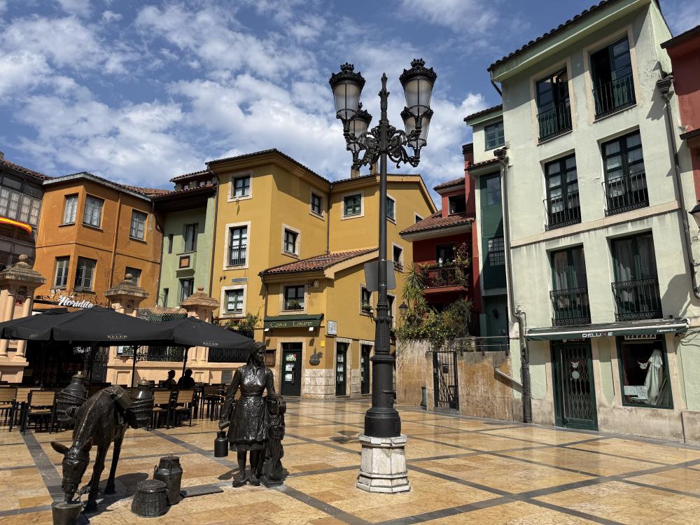 A town square in Spain, close to Oviedo