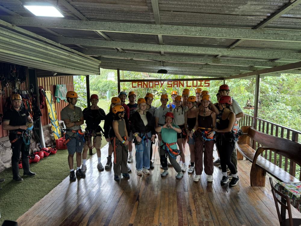group of friends at zipline