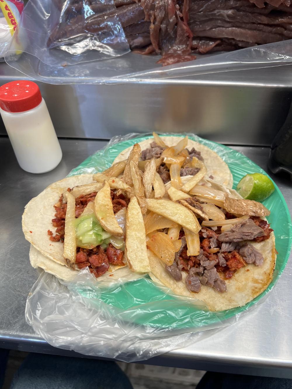 A plate of street tacos