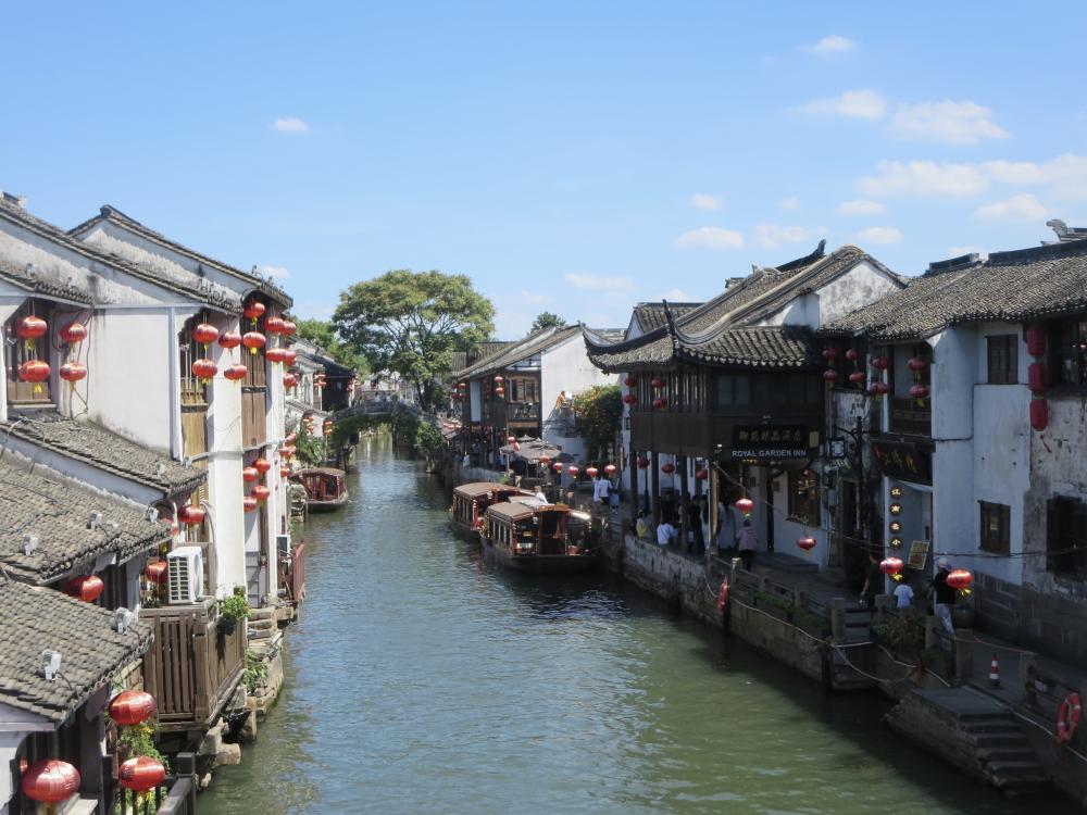 A river going through a neighborhood in Shanghai 