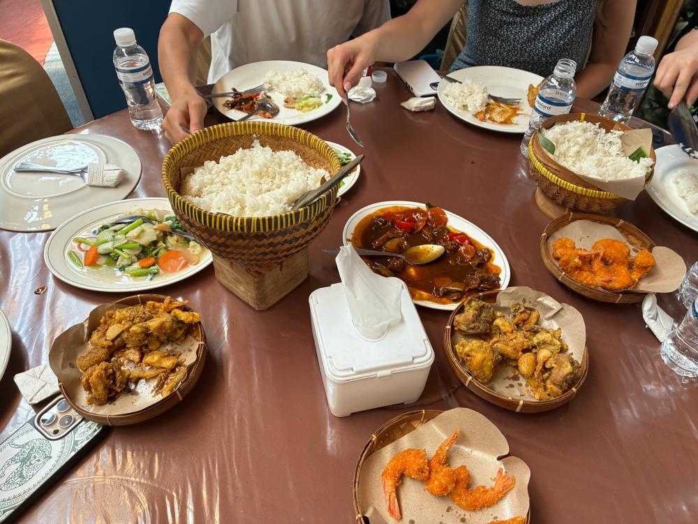 Singaporean dishes shared family style
