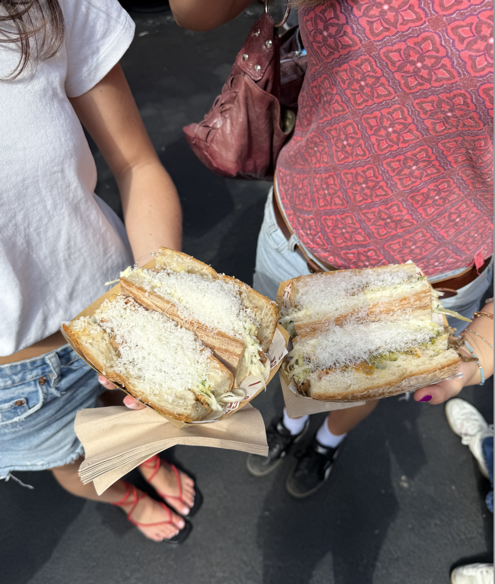 Two sandwiches with cheese
