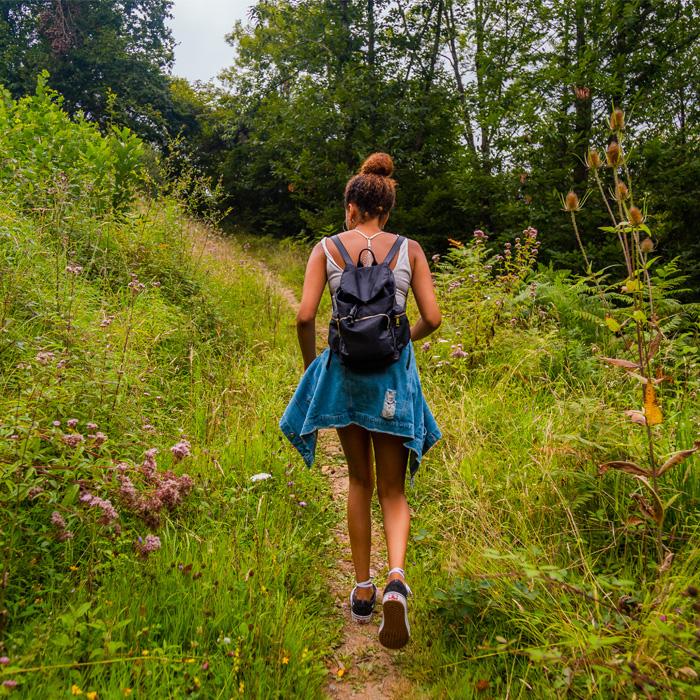 Student hiking on a trail in Segovia Spain