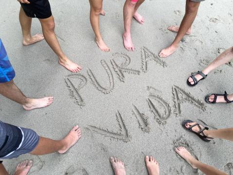circle of friends in costa rican beach