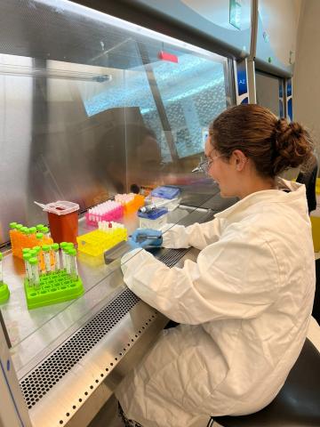 student doing research