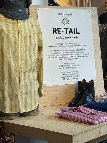 Sustainable second-hand retail display in Stockholm, Sweden