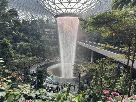waterfall in airport