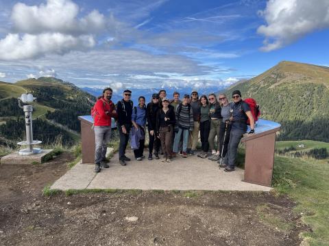 Group of students in Dolomites, Italy