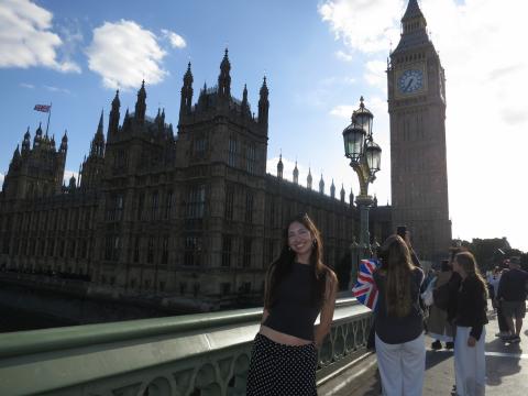 girl in front of big ben