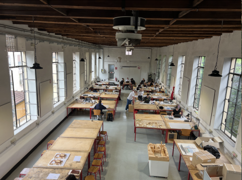 Aerial view of an architecture classroom