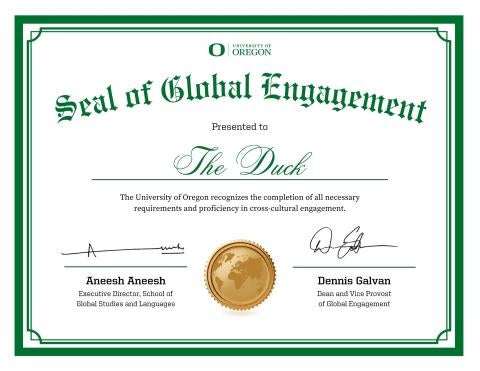Seal of Global Engagement Certificate