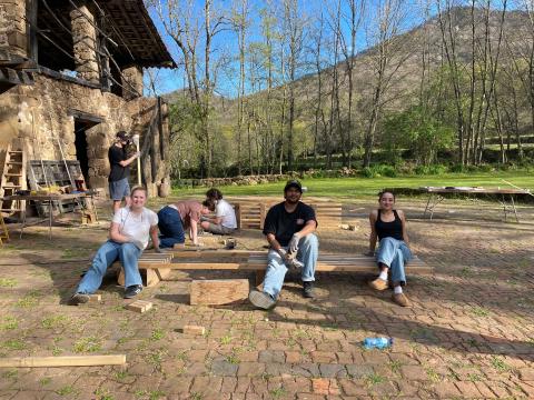 Kunal and five other architecture students working on an installation project in Barcelona, Spain.