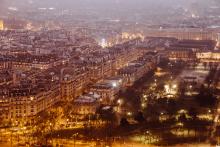 City View of Paris at Dusk