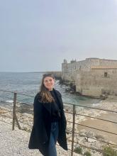 girl in front of ocean in germany