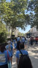 A group of students walking with the absolute internship providers