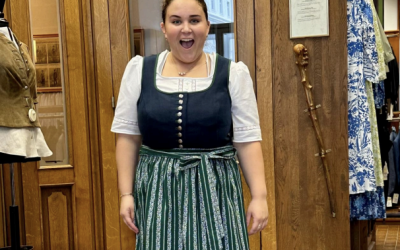 Girl wearing traditional German clothes. 