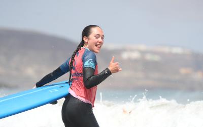 A girl going surfing