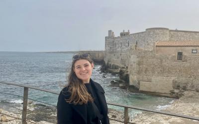 girl in front of ocean in germany