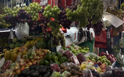 various colorful fruits at the Heredia Mercado