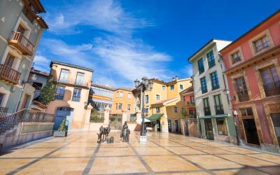 Trascorrales Square, beautiful and famous place in old town of Oviedo city, Asturias, Spain