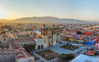 4k panorama drone photo of oaxaca city mexico