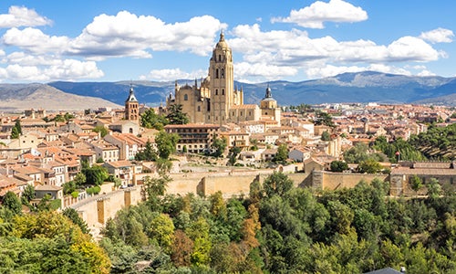 aerial photo of Segovia, Spain