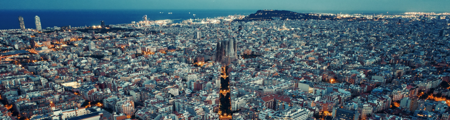 Barcelona skyline at night