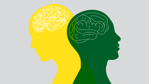 Mental health graphic of two heads